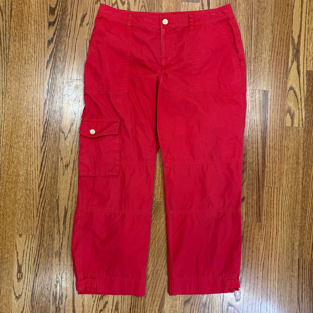 LRL Red Cargo Utility Cropped Pants